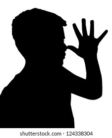Isolated Silhouetted Boy Child Gesture and Activity Teasing