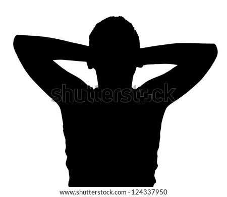 Isolated Silhouetted Boy Child Gesture and Activity Relaxing