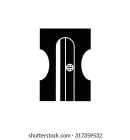 Isolated silhouetted icon of a school supply on a white background