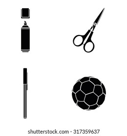 Isolated silhouetted icon of a school supply on a white background