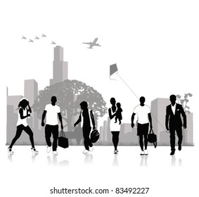 Isolated silhouettes of people .Vector illustration