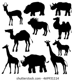 Set Realistic Detailed Black Vector Silhouettes Stock Vector (Royalty ...