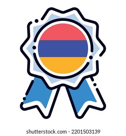 Icono aislado de la medalla de seda con la bandera de Armenia Vector