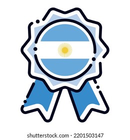 Isolated silk medal icon with the flag of Argentina Vector