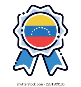 Isolated silk medal icon with the flag of Venezuela Vector