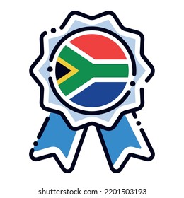 Isolated silk medal icon with the flag of South Africa Vector