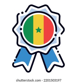 Isolierte Seidenmedaille mit der Flagge des Senegal-Vektorgrafikers