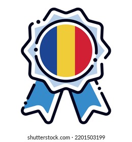 Isolated silk medal icon with the flag of Rumania Vector