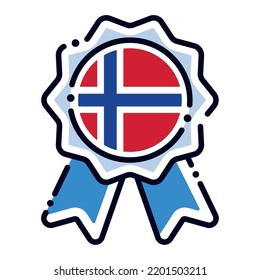 Isolated silk medal icon with the flag of Norway Vector