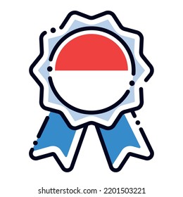 Isolated silk medal icon with the flag of Indonesia Vector