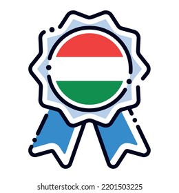 Isolated silk medal icon with the flag of Hungary Vector