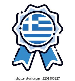 Isolated silk medal icon with the flag of Greece Vector