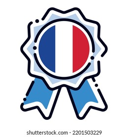Isolated silk medal icon with the flag of France Vector