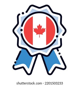 Isolated silk medal icon with the flag of Canada Vector