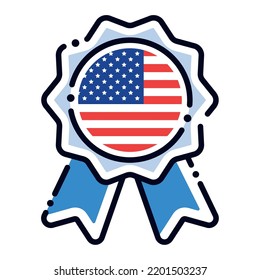 Isolated silk medal icon with the flag of USA Vector