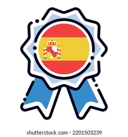 Icono de la medalla de seda aislada con la bandera de España Vector