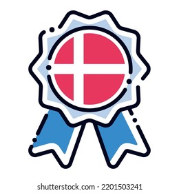 Isolated silk medal icon with the flag of Denmark Vector