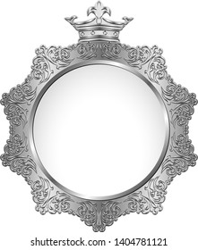 isolated silver frame with crown

