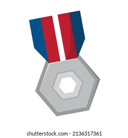 Isolated Silver Military Medal Icon Vector