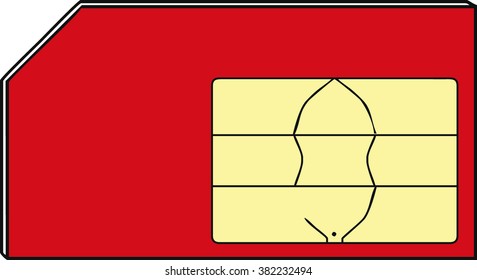 Isolated sim card, cellular communications, cartoon vector
