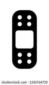 Isolated simple black medical plaster symbol icon silhouette illustration in vector on white background.