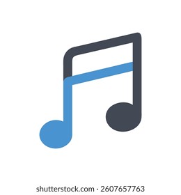 Isolated Simple Blue and Gray Music Note Illustration
