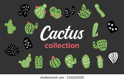 Isolated simple cactus vector collection