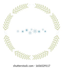 Isolated simple christmas wreath of branches and snowflakes on a white background vector illustration.