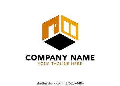 Isolated simple Construction Logo Template in black and gold color for your company, real estate, building company, construction working, and many more