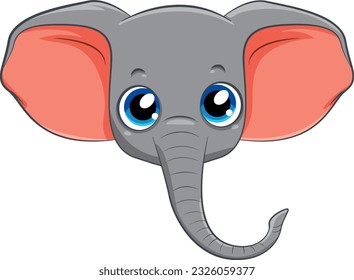 Ilustración de la cabeza de un elefante simple aislado