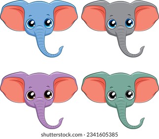 Isolated simple elephant head  illustration