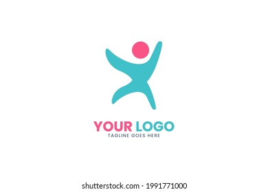 Isolated Simple Flat People Logo Template