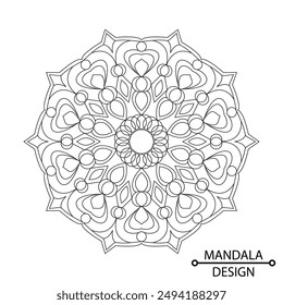 Página aislada del libro para colorear de mandala floral simple. Fácil Mandala para colorear Páginas para que los adultos se relajen, las experiencias dan alivio. Archivo de Vector redimensionable