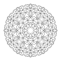Isolated Simple Floral Mandala Vector Illustration.