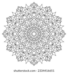 Isolated simple floral mandala vector illustration.