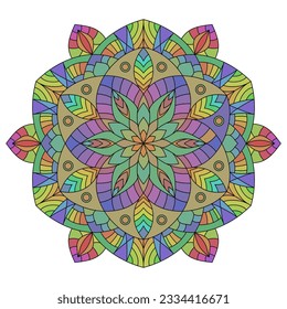Isolación simple de la ilustración portadora de mandala floral.