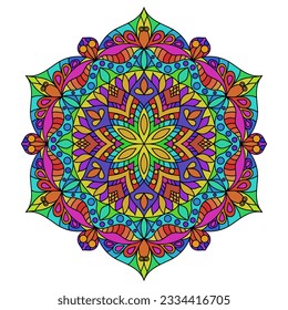 Isolación simple de la ilustración portadora de mandala floral.