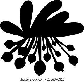 Flores negras aisladas y simples a mano. Ilustración vectorial. Imprimir. 