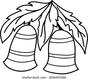 Einzeln handgezeichnet schwarze Silvester und Weihnachtselemente. Vektorgrafik. Drucken. 

