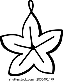 Einzeln handgezeichnet schwarze Silvester und Weihnachtselemente. Vektorgrafik. Drucken. 
