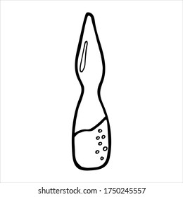 Isolated simple hand drawn vector illustration Vial, black and white drawing