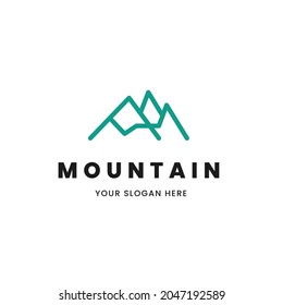 Imagen de perfil monolítico aislada, simple y minimalista, del logo de la montaña azul. Logo para la escalada de montaña o la tienda de viajes.