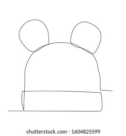 isolated, simple one-line drawing of a children's hat