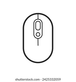 Isolated simple outline of compact wireless mouse, a computer peripheral symbol