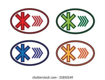 Isolated simple sign in different colors - vector illustration.