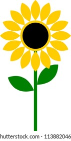 Isolated Simple Sunflower. Vector image.