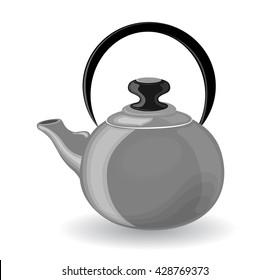Isolated simple teapot on white background. Domestic utensil. Household.