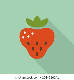 Isolated simple vector flat icon strawberry with shadow