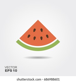 Isolated simple vector flat icon watermelon with shadow