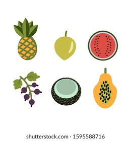Isolated simple vector fruit icons